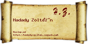 Hadady Zoltán névjegykártya