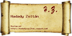 Hadady Zoltán névjegykártya
